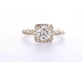 Swirl Princess Shape Halo Engagement Ring (1.50Ctw)