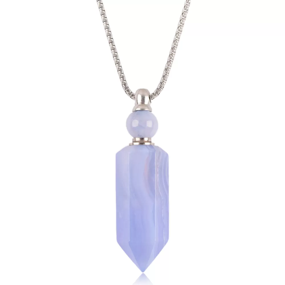 Tania Gemstone Prism Bottle Silver Necklace