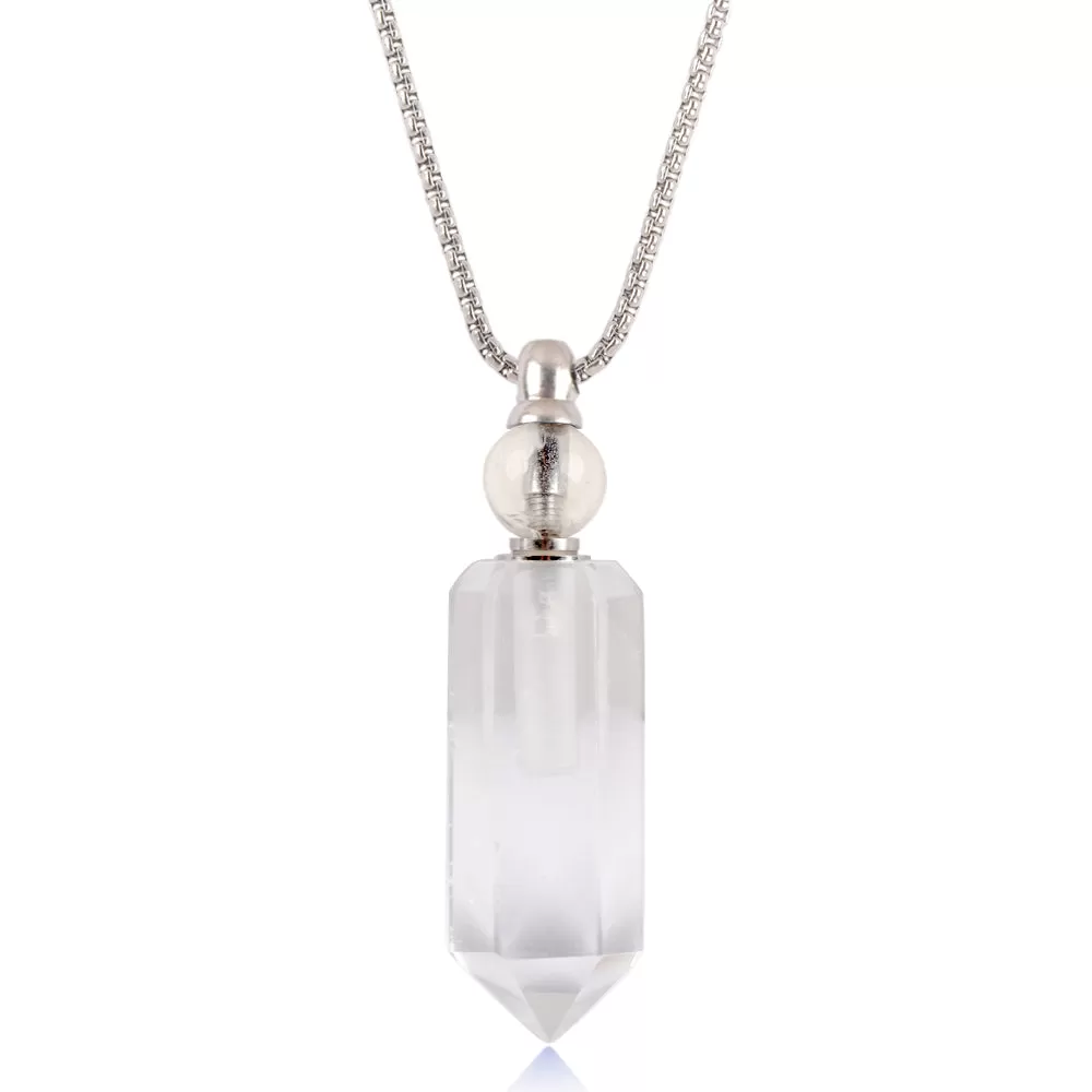 Tania Gemstone Prism Bottle Silver Necklace