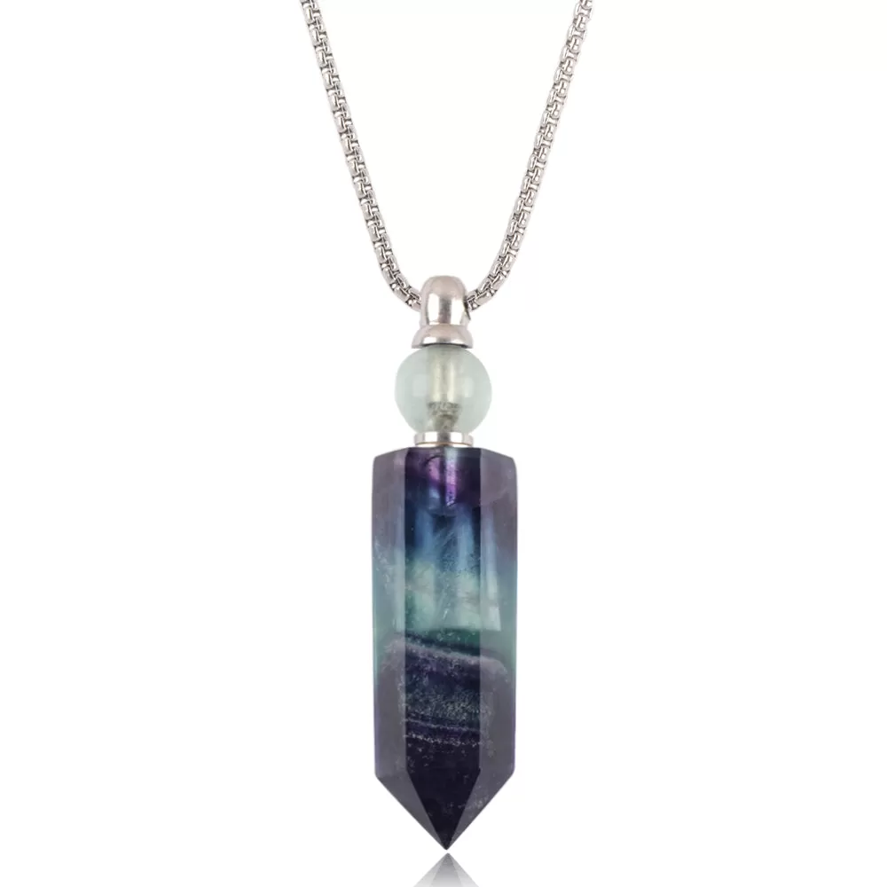 Tania Gemstone Prism Bottle Silver Necklace