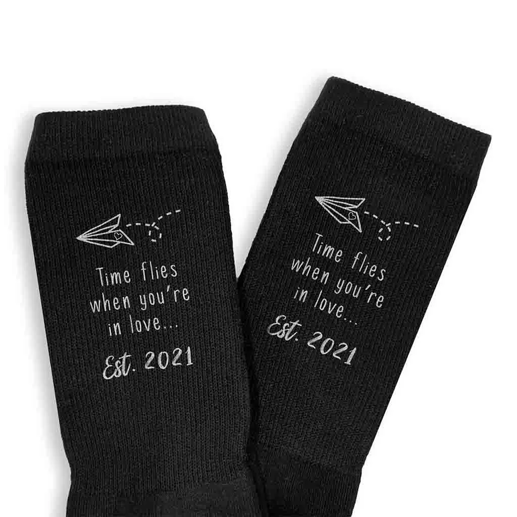 Time Flies - 2nd Anniversary Cotton Socks for Him