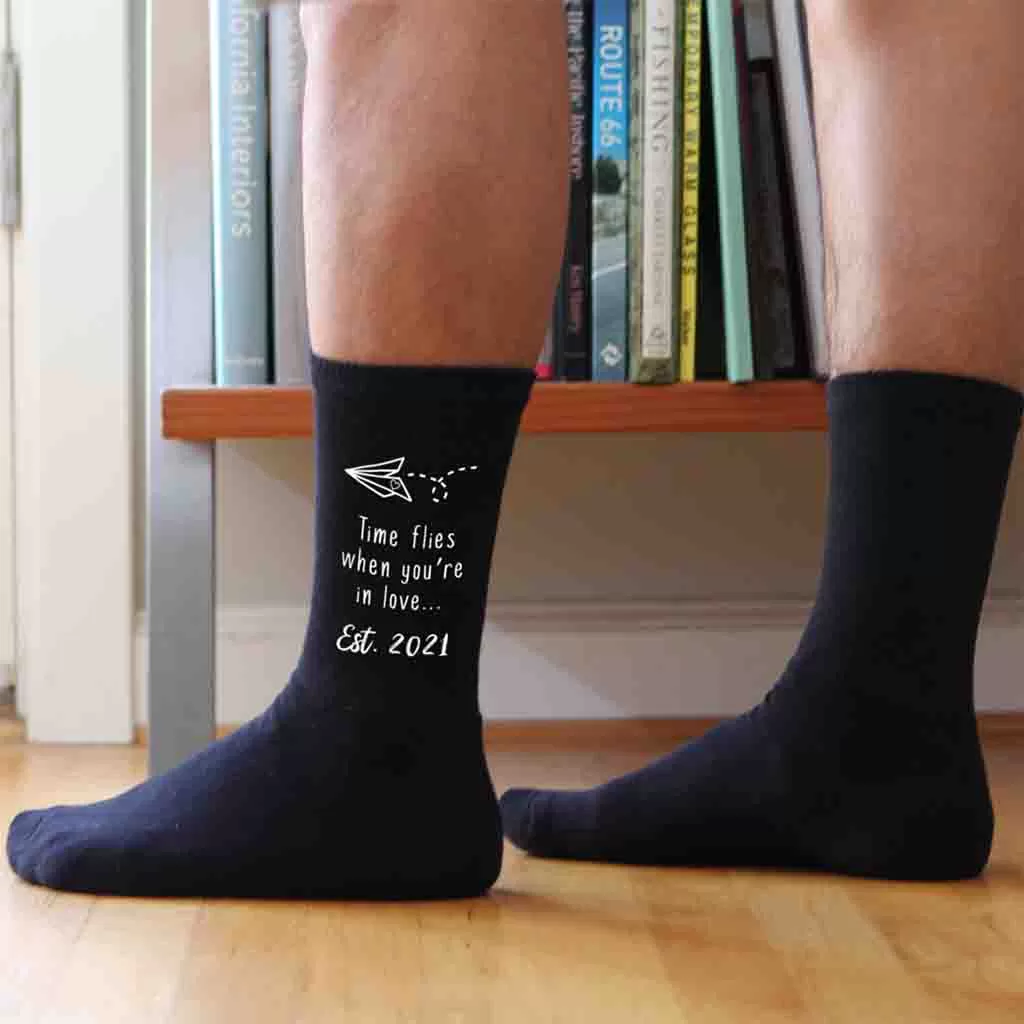 Time Flies - 2nd Anniversary Cotton Socks for Him