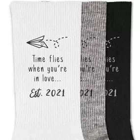 Time Flies - 2nd Anniversary Cotton Socks for Him