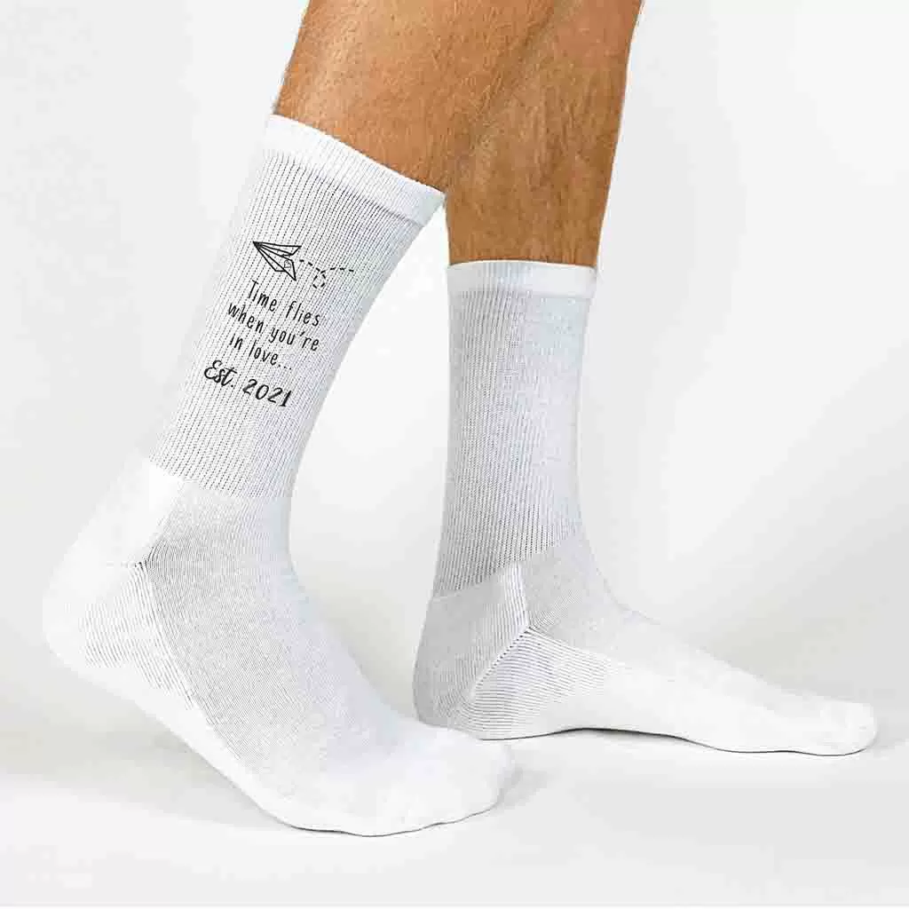 Time Flies - 2nd Anniversary Cotton Socks for Him