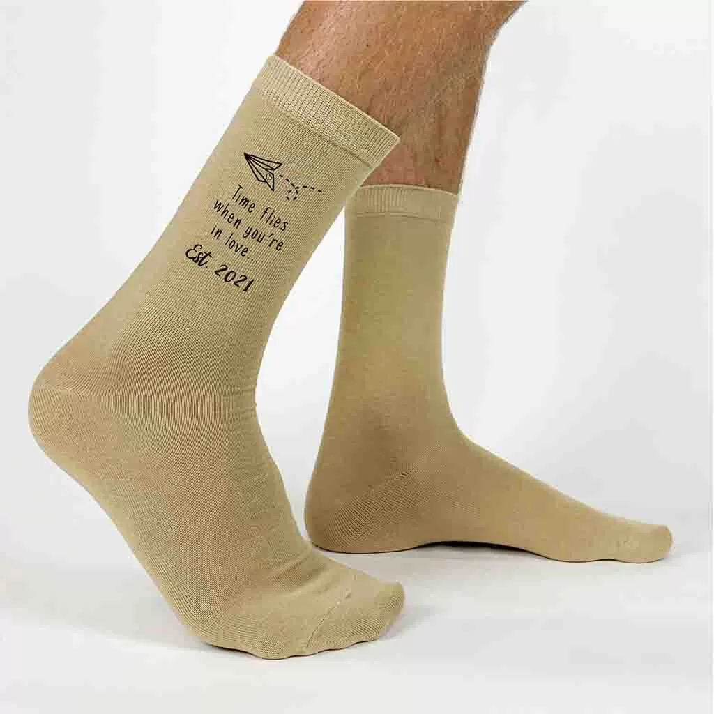 Time Flies - 2nd Anniversary Cotton Socks for Him