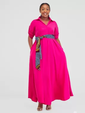 Vivo Yumi Maxi Shirt Dress - Hot Pink