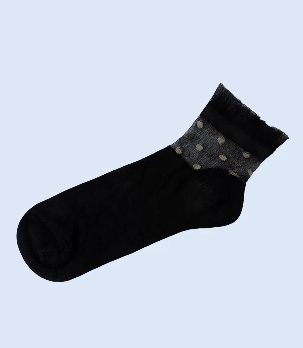 WA1349-BLACKYELOW-Women Ankle Sock