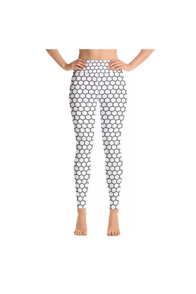 White Honeycomb Yoga Leggings