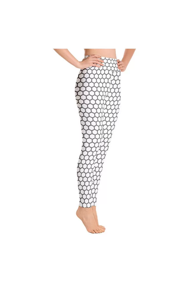 White Honeycomb Yoga Leggings