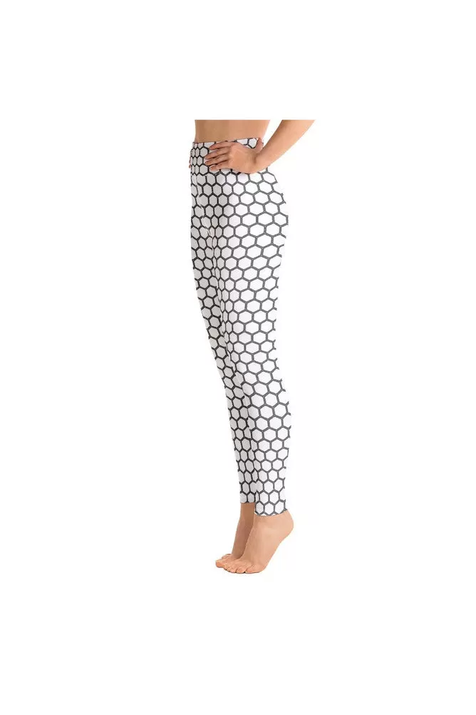 White Honeycomb Yoga Leggings