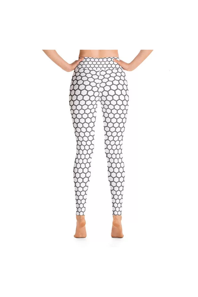 White Honeycomb Yoga Leggings