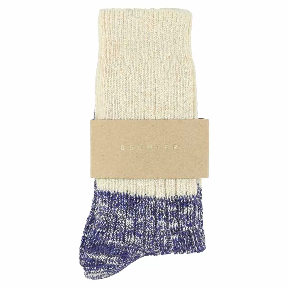 Women Melange Block Socks Ecru / Bright Blue