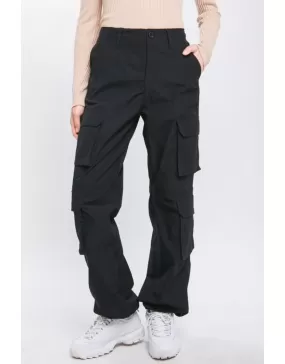 Women's Cargo Pants With Button Closure & Multiple Pockets